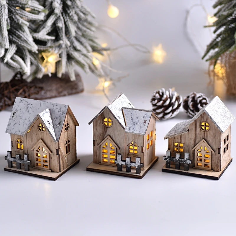 Kerst LED Houten Huis Licht | Sfeervolle Verlichte Kabine Decoratie voor Huis & DIY Kerstboom Ornamenten - GlowCabin