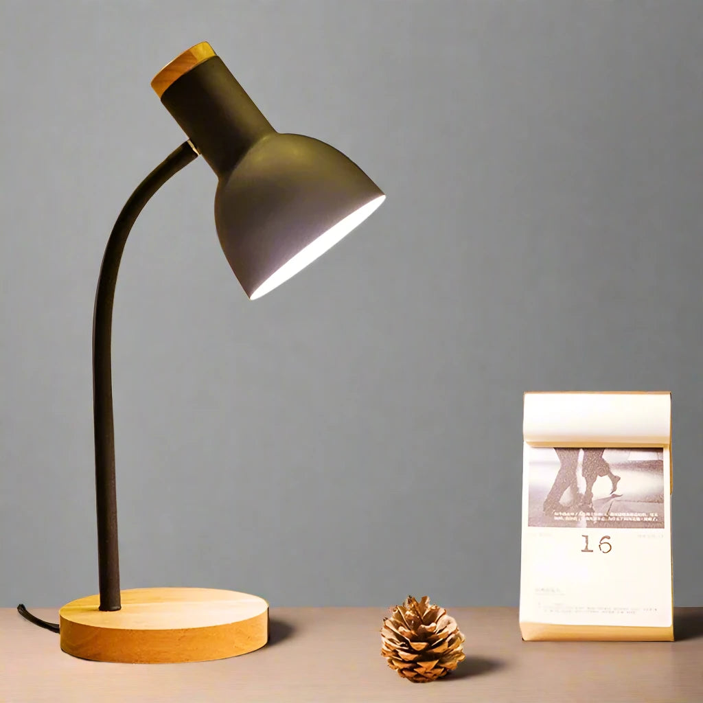 Herfst en winter verlichting | Nordic Creatieve houten kunst ijzeren LED bureaulamp - Moxie