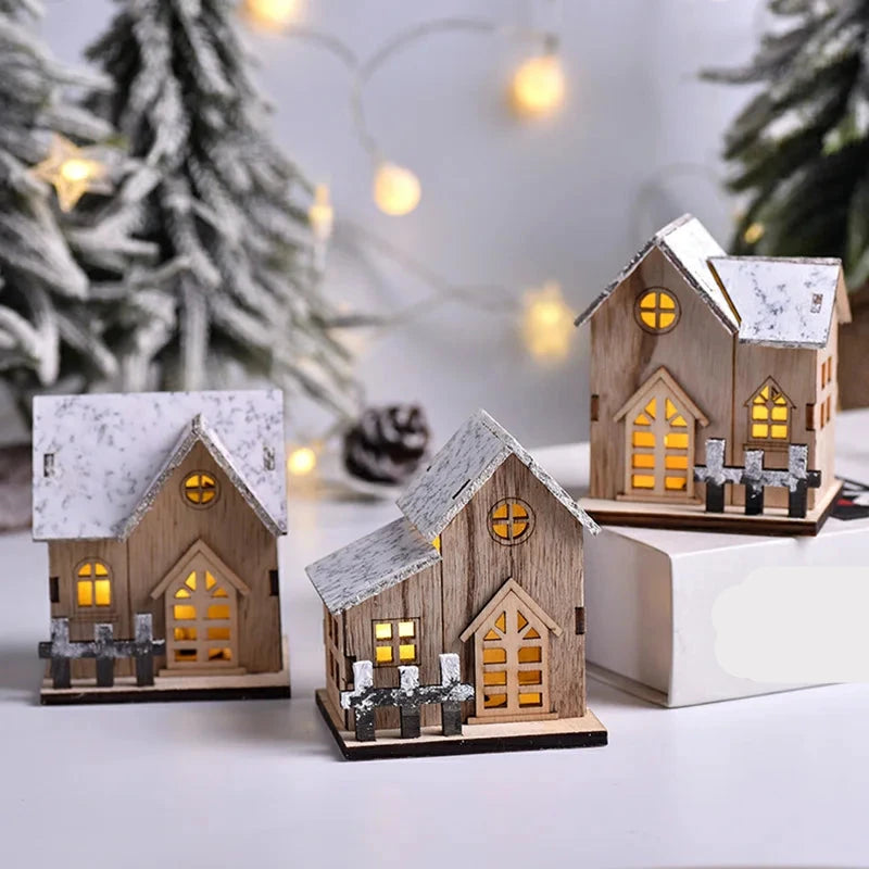 Kerst LED Houten Huis Licht | Sfeervolle Verlichte Kabine Decoratie voor Huis & DIY Kerstboom Ornamenten - GlowCabin