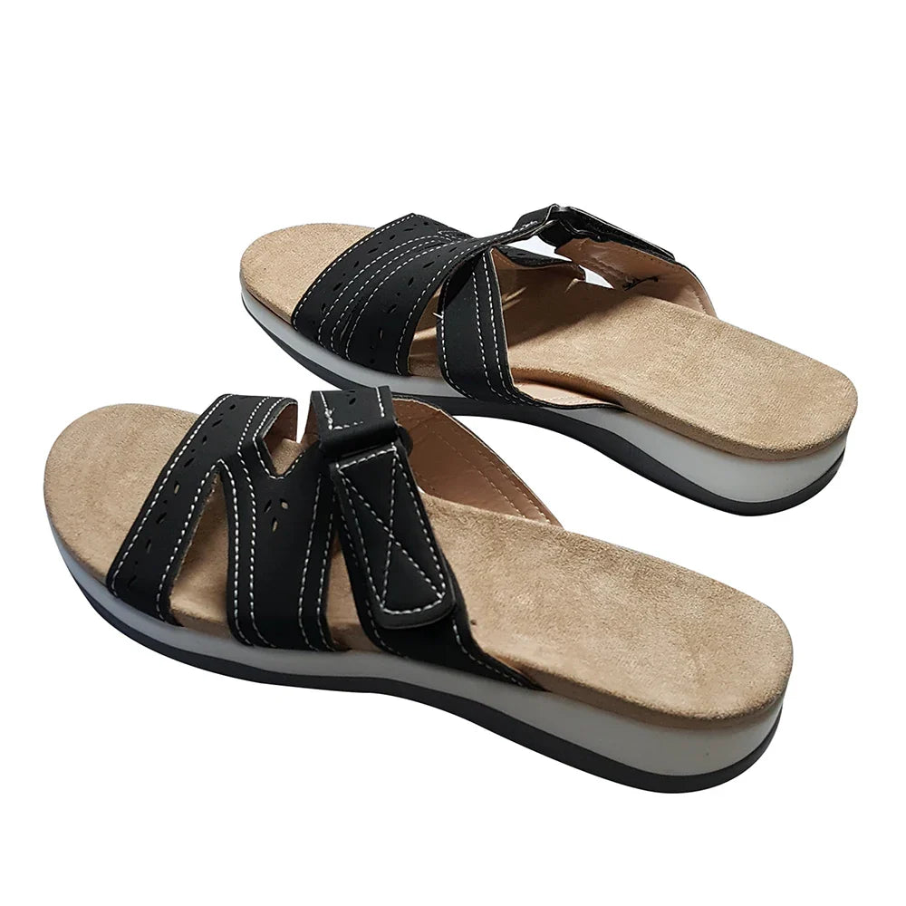 Modieuze Ronde Teen Sandalen voor Dames met Verstelbare Klittenbandsluiting | Comfort en Veelzijdige Stijl - Deorsa