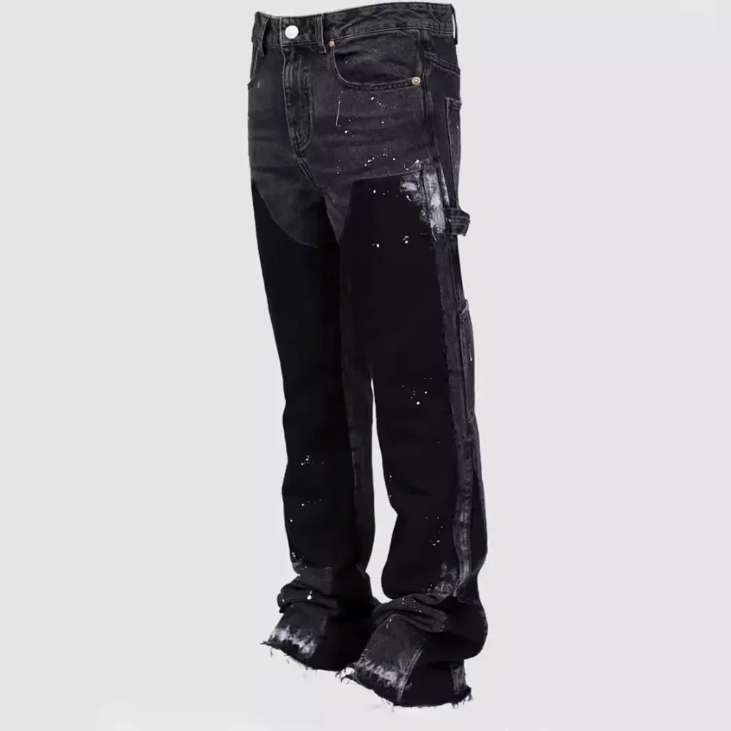 Heren Uitlopende Patchwork Jeans | Gelaagde Look & Workwear Stijl - Liam