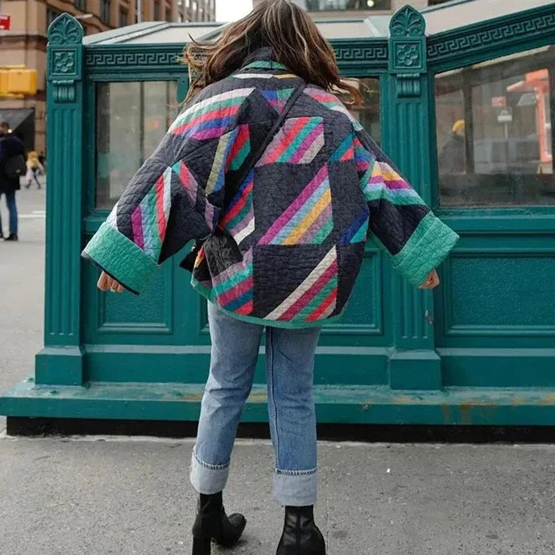 Gewatteerde Regenboog Streep Kimono Jas | Eclectische Elegantie voor Lente/Zomer 2025 - Darisol