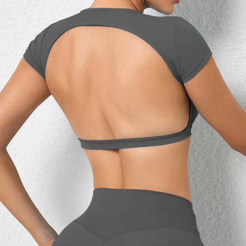 Dames Ademend Open Rug Sportshirt – Lichtgewicht, Sneldrogend voor Yoga & Fitness - Zefanne