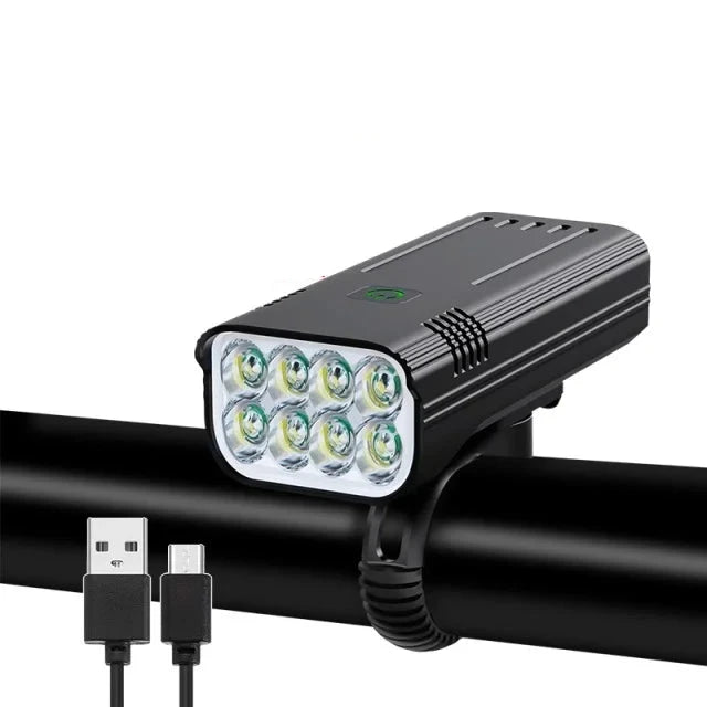 10000mAh Ultra Heldere LED Fietslamp Set | USB Oplaadbaar, 3600 Lumen Koplamp & Achterlicht, 6-8 LEDs, Waterdicht - LumaRide