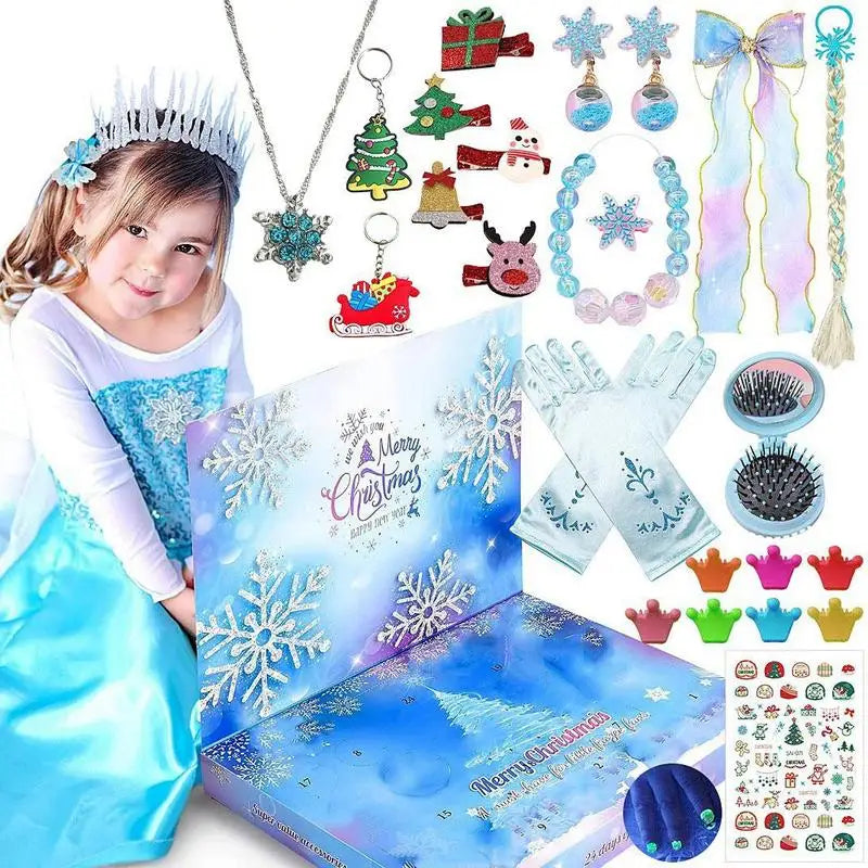 Kinderen princess advent kalender | Kerstmis Aftellen Kalender accessoires Gift Box | Meisjes sieraden set - Princess