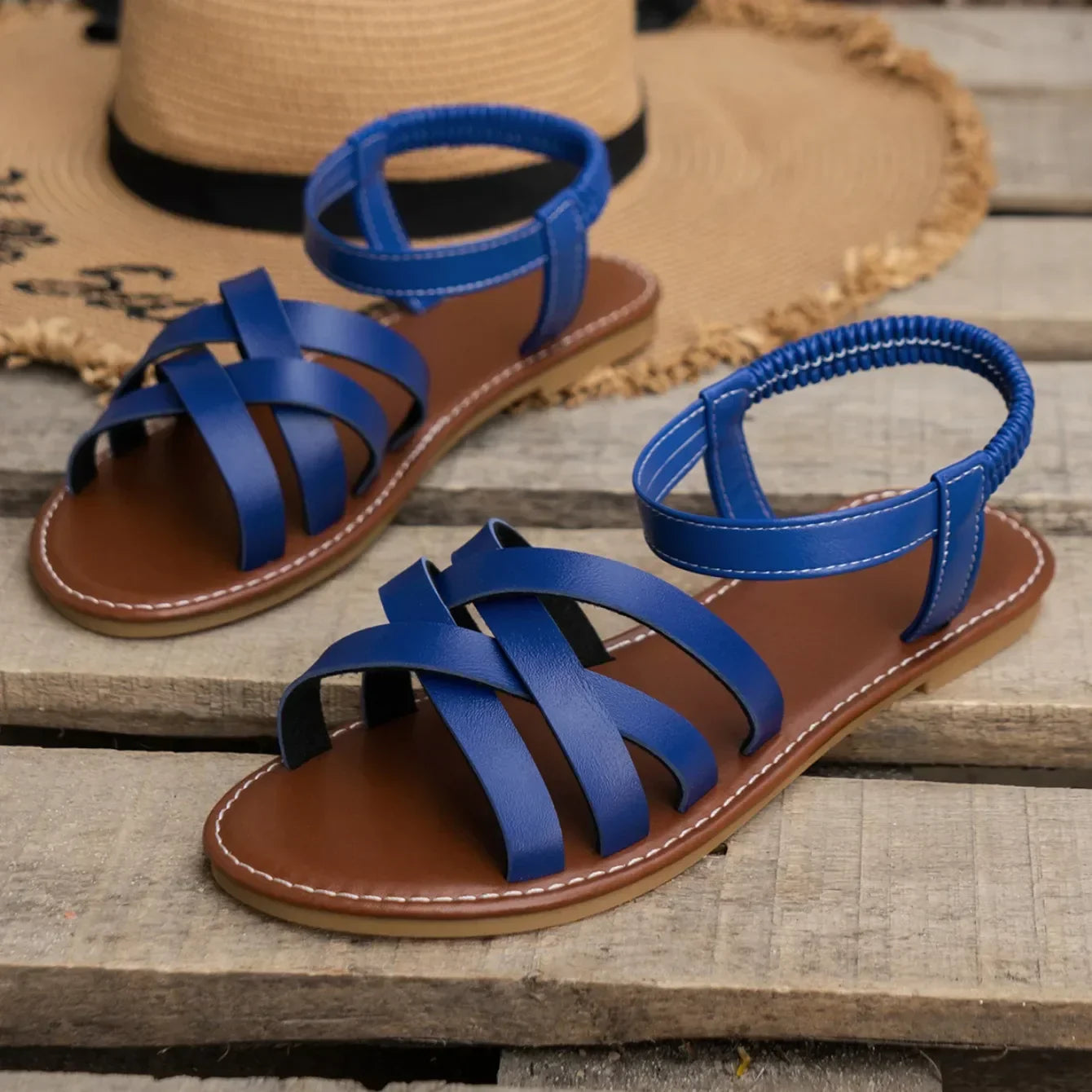 Romeinse Stijl Open Teen Platte Sandalen | Duurzaam & Ondersteunend Zomerschoeisel -  Savanagh