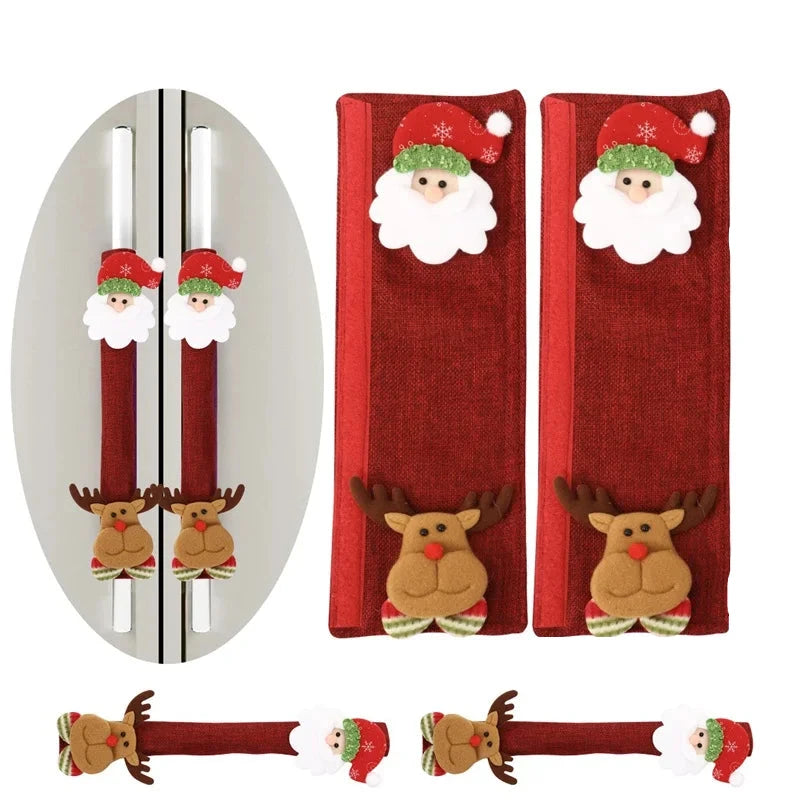 Kerst Pluche Koelkast Handgrepen Covers | Feestelijke Apparatuur Decoraties voor een Vrolijk Thuis - FridgeCov