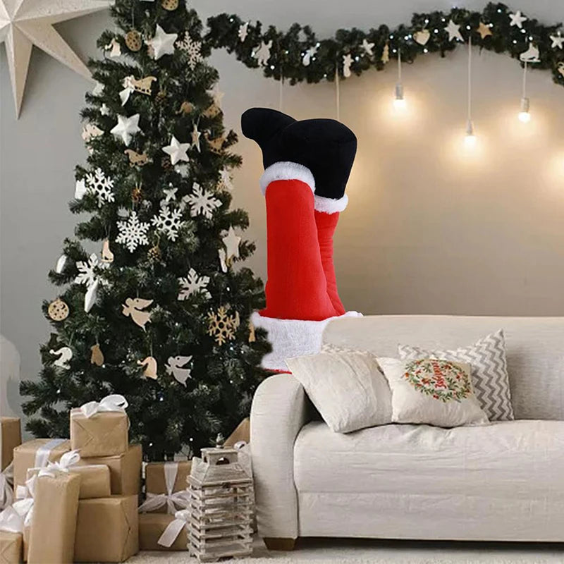 Vrolijke Kerstmis Kerstman Benen Hangdecoratie | Speelse Pluche Deuropdecor voor een Vrolijk Kerstfeest - LegHanger