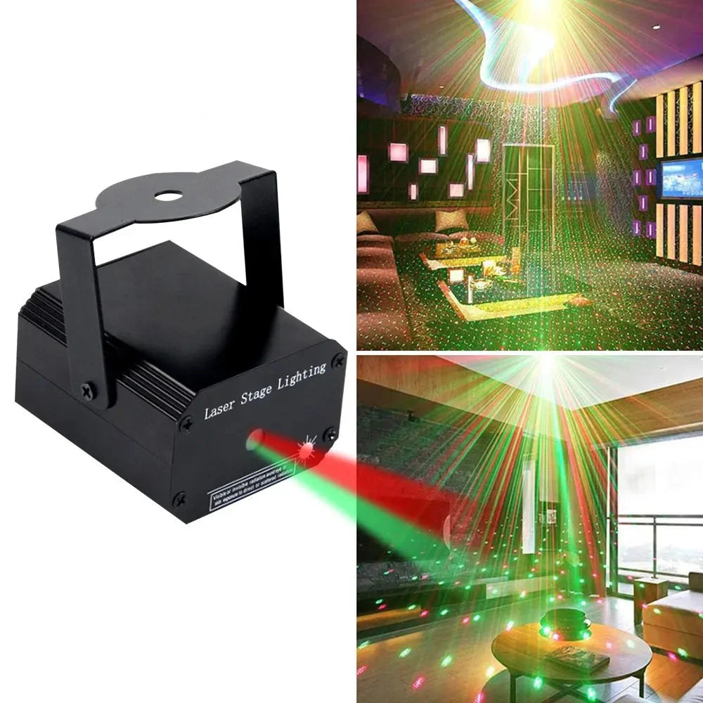 Draagbare Mini 2-in-1 LED Podiumlicht | Projector Laser DJ Disco Light | geluid geactiveerde laser effecten Flash kerst licht - MiniDisc