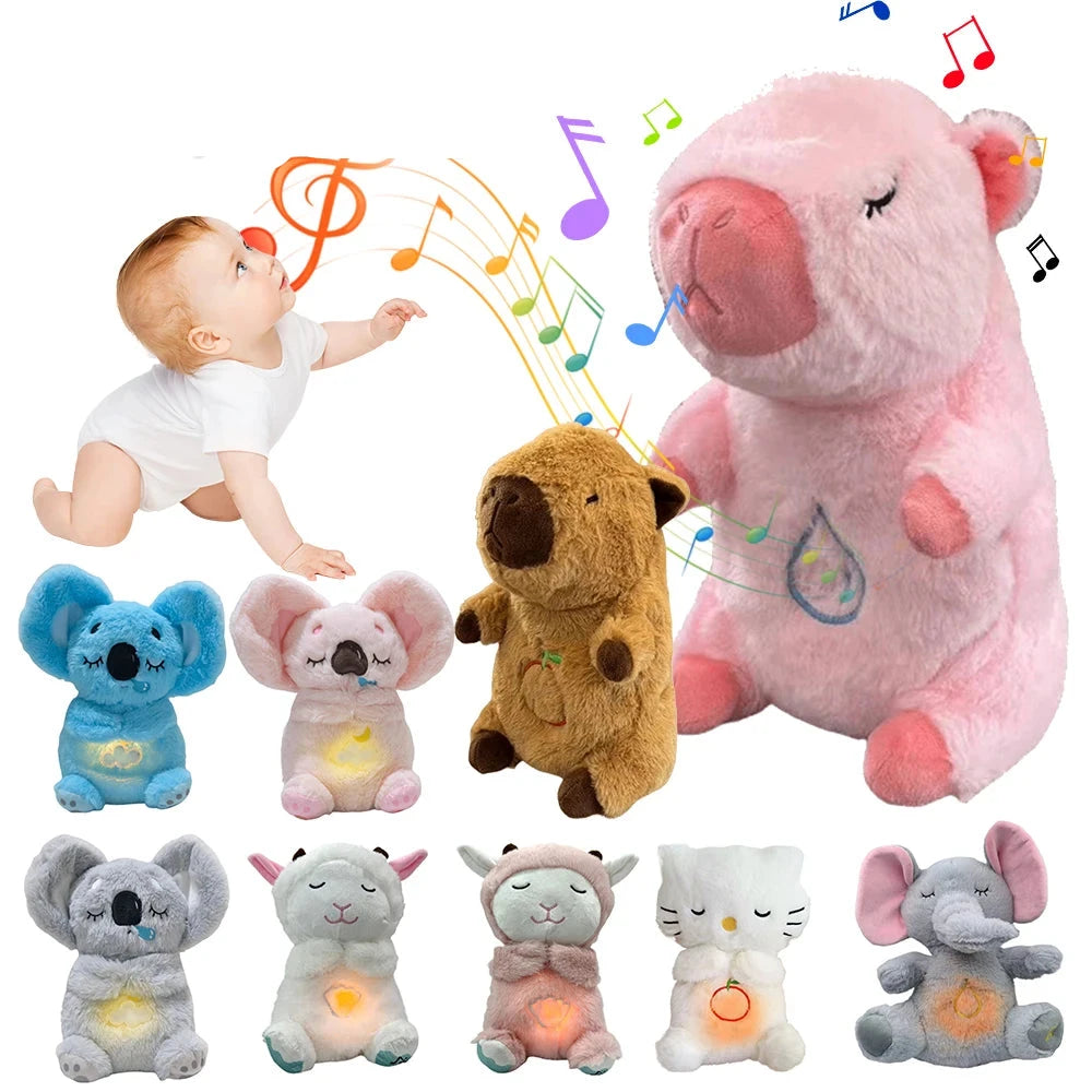 Babyslaaphulpmiddel Met Muziek, Licht en Ademhalingseffect | Kawaii Capybara Knuffel Voor Een Goede Nachtrust - Litbara