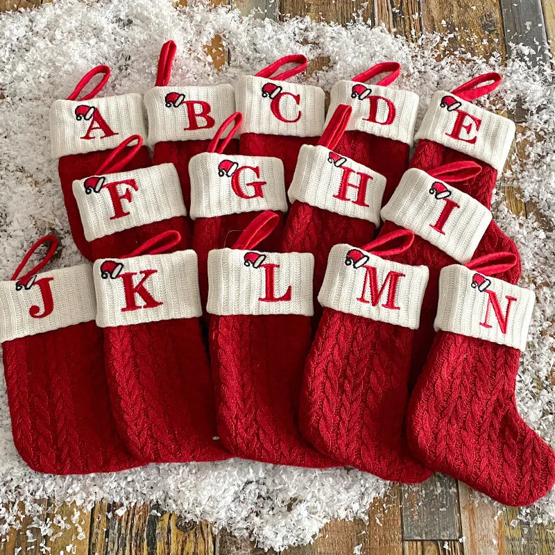 Ornamenten Kerstboom Alfabet | Gebreide Sokken Decor | Kerst decoratie - KnitSocks