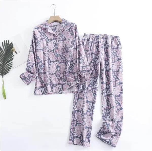 Tweedelige Katoenen Flanellen Pyjama Set | Comfortabele en Stijlvolle Nachtkleding - Morny