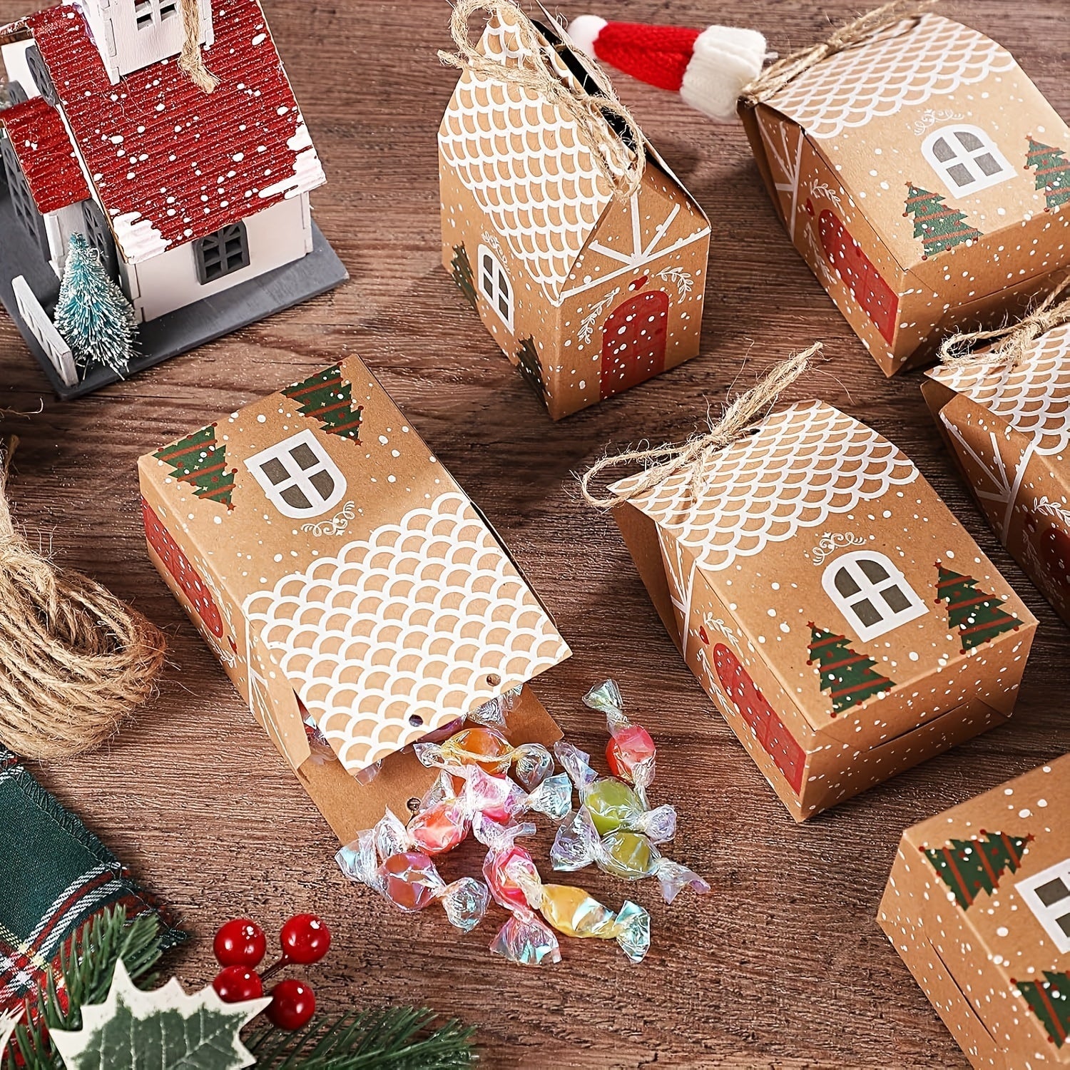 24-Delige Mini Kerstcadeaudozen en Feestdagdecoratie | Opbergdozen voor Snoep en Kleine Cadeaus - LidCany