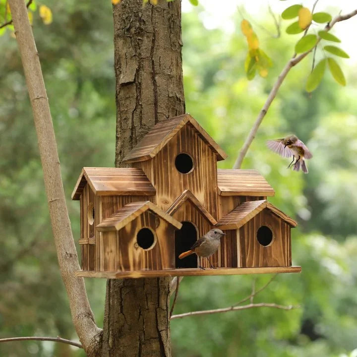 6 Gats handgemaakt vogelhuisje - Patio