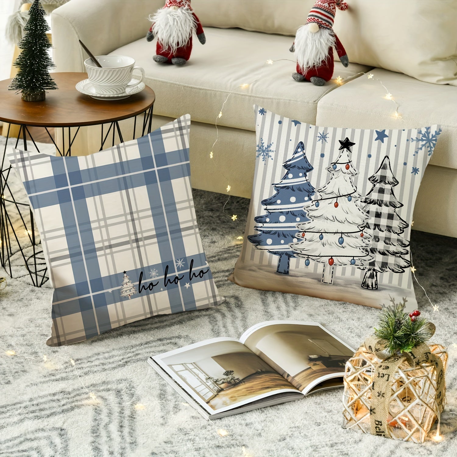 Feestelijke Kerst Kussenhoezen Set van 4 | Decoratieve Vakantie Kussenhoezen Voor Bank & Woondecoratie - Glenz