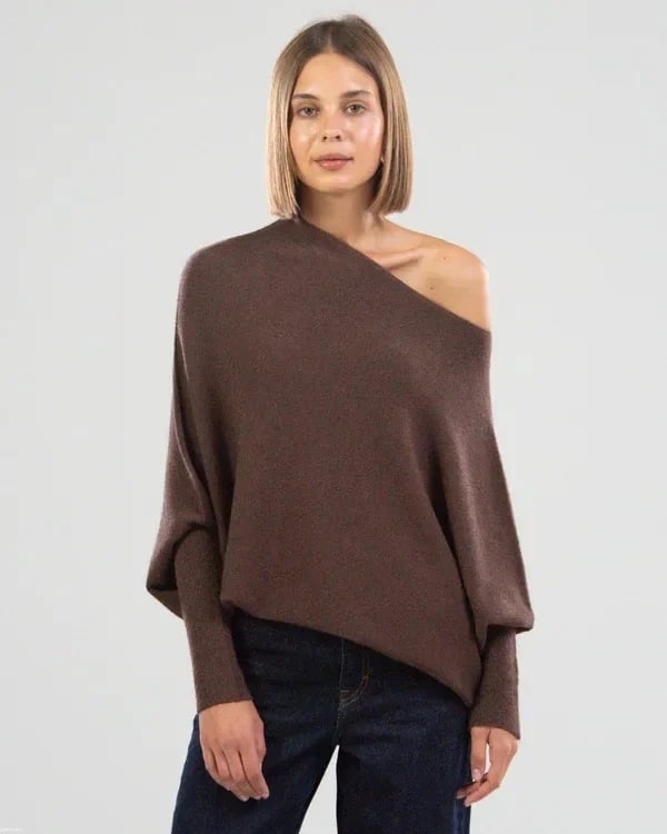 Elegante Cashmere Off-Shoulder Trui voor Dames | Ideaal voor de Winter - Kaizy