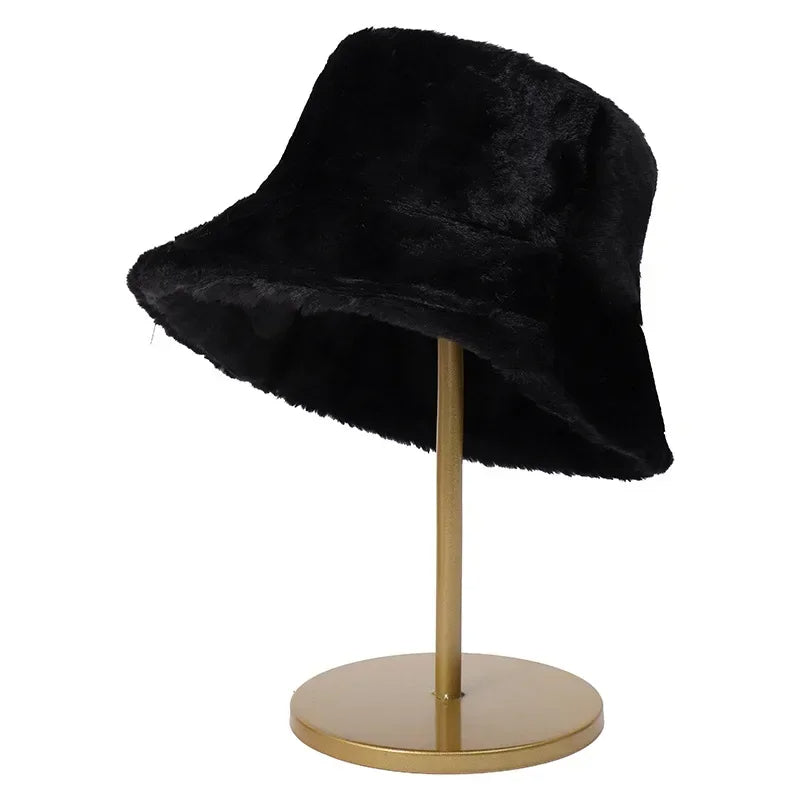 Dikke Herfst Panama Konijnenbont Bucket Hat voor vrouwen - Acen