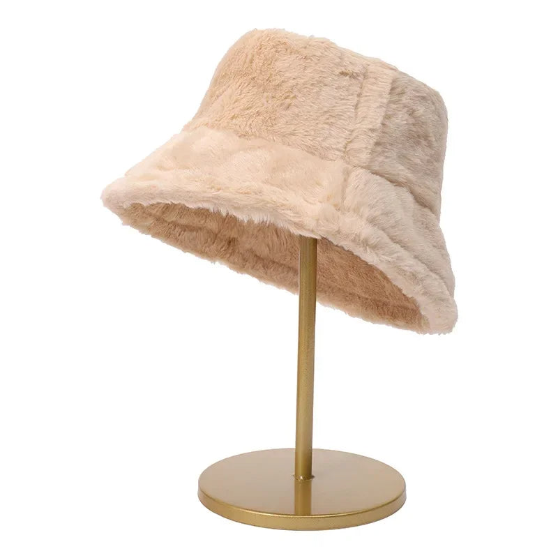 Dikke Herfst Panama Konijnenbont Bucket Hat voor vrouwen - Acen