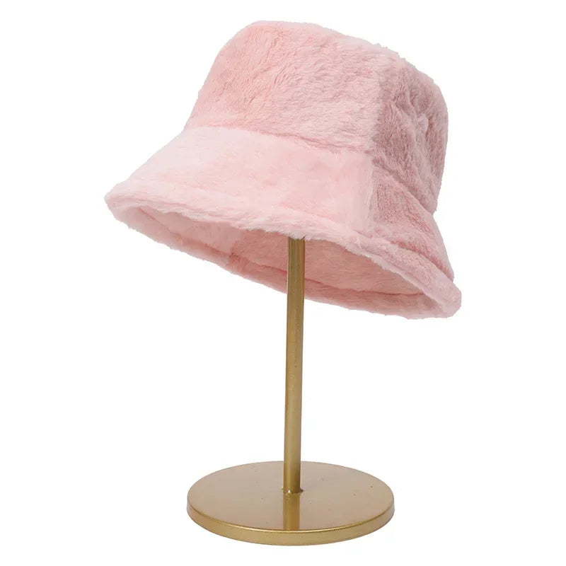 Dikke Herfst Panama Konijnenbont Bucket Hat voor vrouwen - Acen