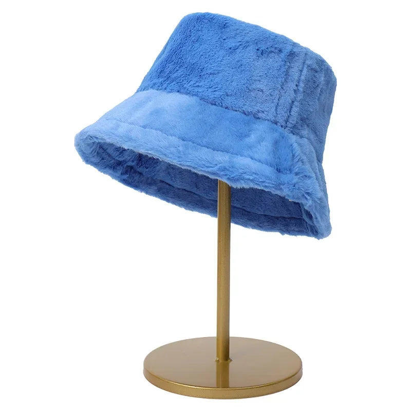 Dikke Herfst Panama Konijnenbont Bucket Hat voor vrouwen - Acen