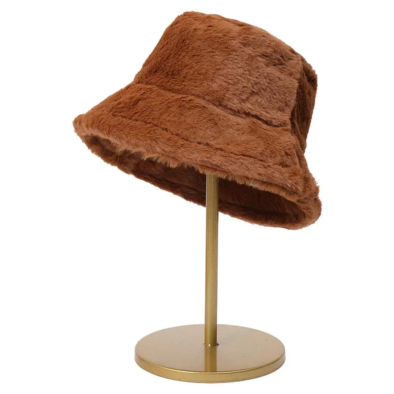 Dikke Herfst Panama Konijnenbont Bucket Hat voor vrouwen - Acen