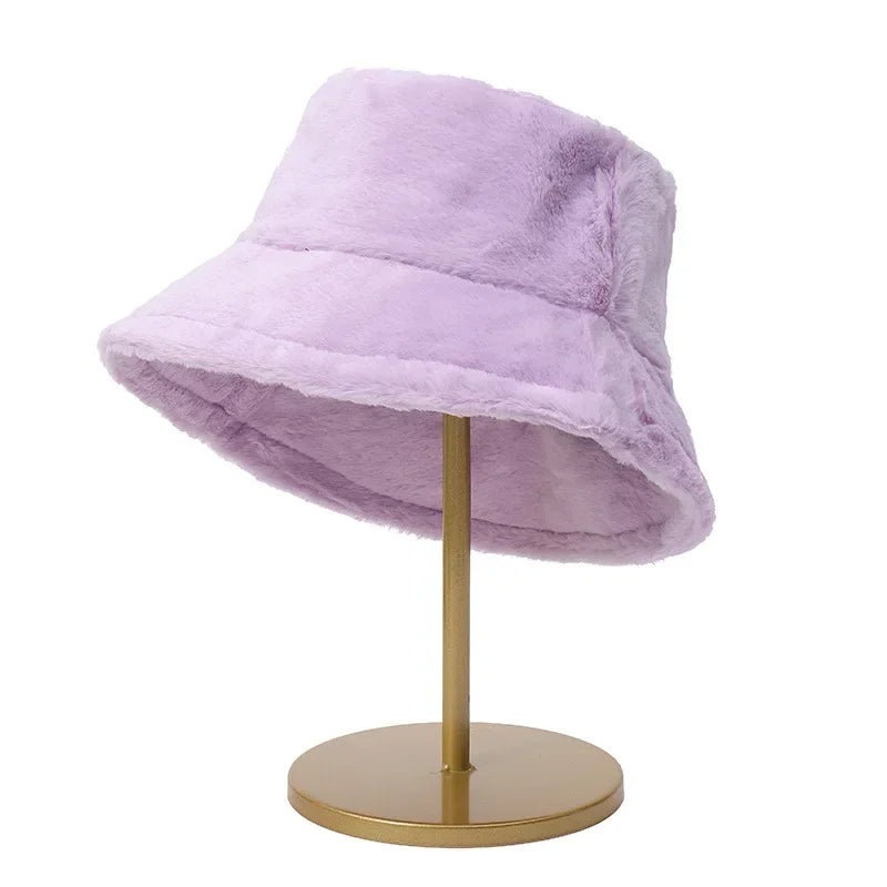 Dikke Herfst Panama Konijnenbont Bucket Hat voor vrouwen - Acen