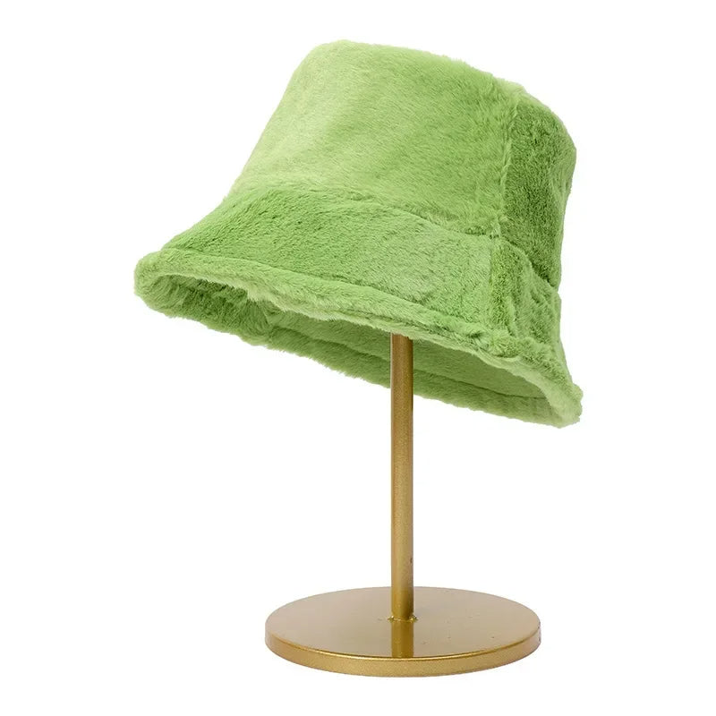 Dikke Herfst Panama Konijnenbont Bucket Hat voor vrouwen - Acen