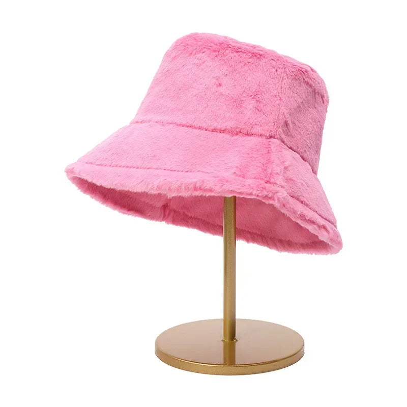 Dikke Herfst Panama Konijnenbont Bucket Hat voor vrouwen - Acen