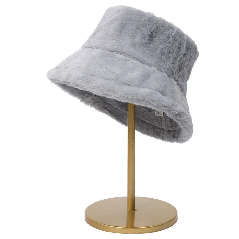 Dikke Herfst Panama Konijnenbont Bucket Hat voor vrouwen - Acen