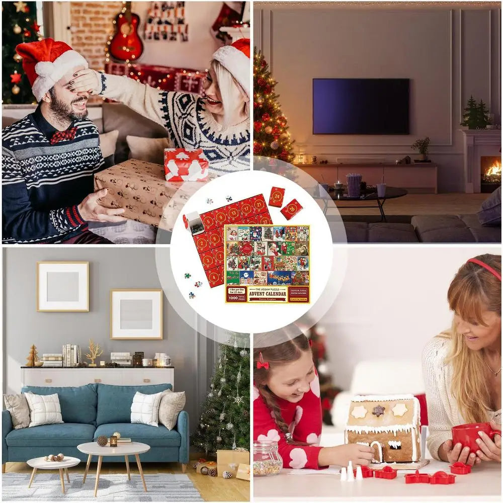 Kerst Puzzel 24 Dagen Advent Kalender | Aftelkalender Legpuzzels Verrassing Kerst Cadeau Kalender - Margen