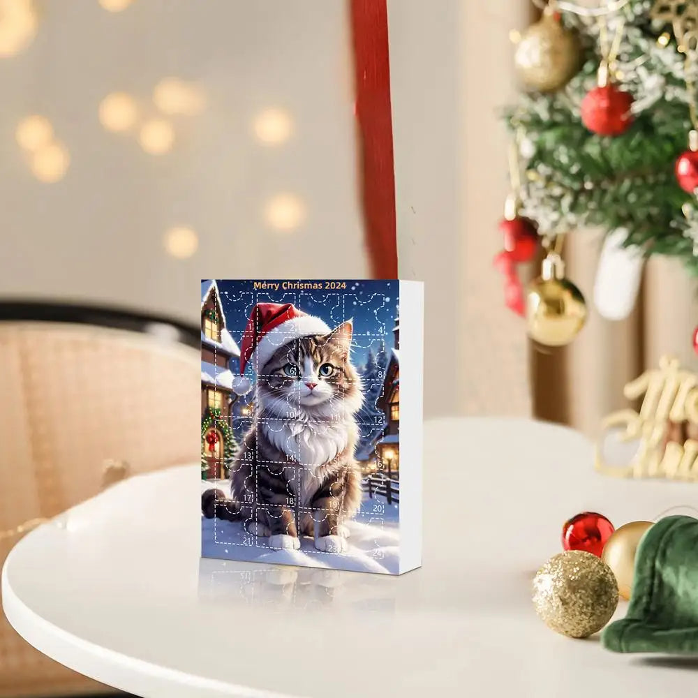 Schattige kat Kerst Adventskalender | Aftelkalender kat  | Grappige muurdecoratie voor kerstfeest - Kander