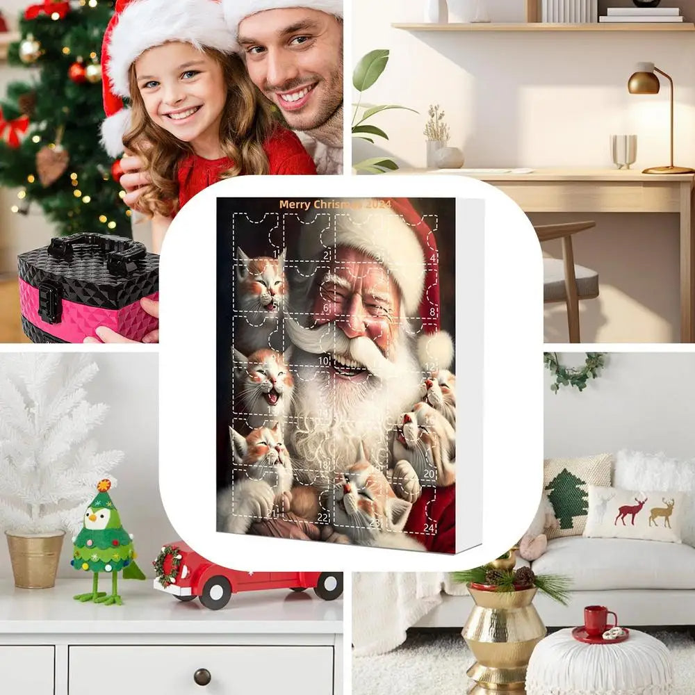 Schattige kat Kerst Adventskalender | Aftelkalender kat  | Grappige muurdecoratie voor kerstfeest - Kander