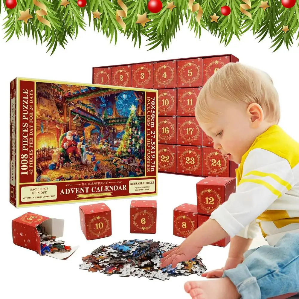 Kerstman puzzel adventkalender | Kerstmis puzzel speelgoed verrassingscadeaus voor kinderen | Kerst advent kalender - Kertso