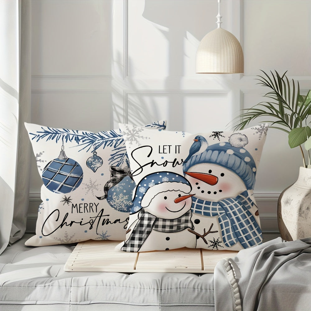 Feestelijke Kerst Kussenhoezen Set van 4 | Decoratieve Vakantie Kussenhoezen Voor Bank & Woondecoratie - Glenz