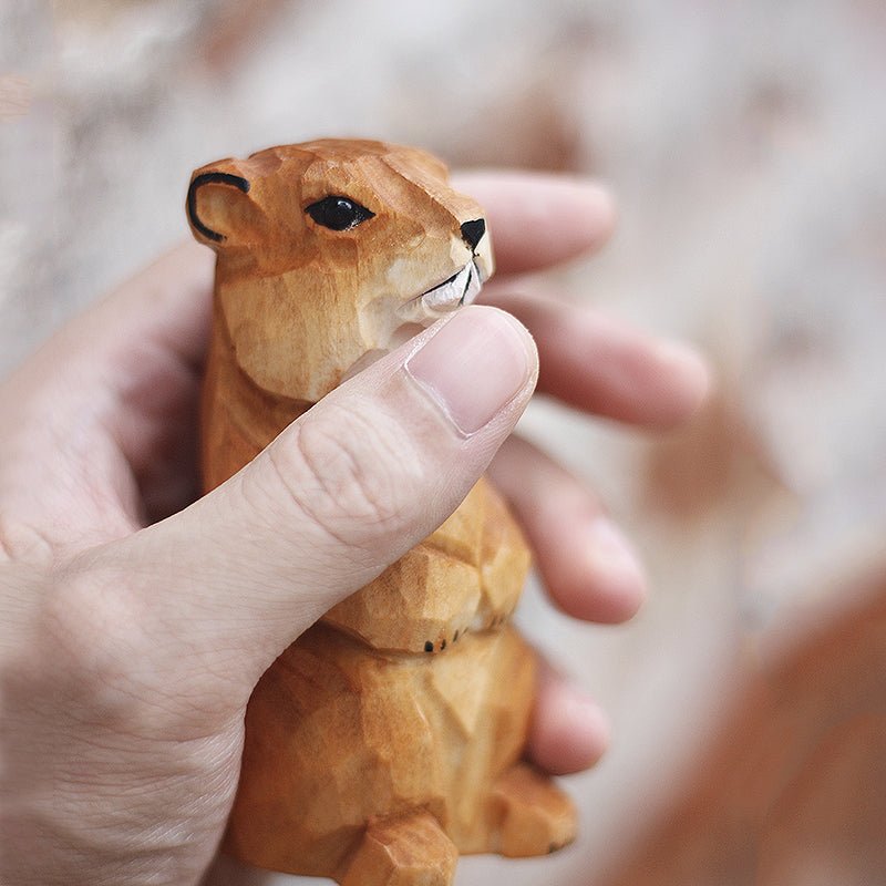 Ivo - Marmot, handbeschilderd houten dierenbeeldje