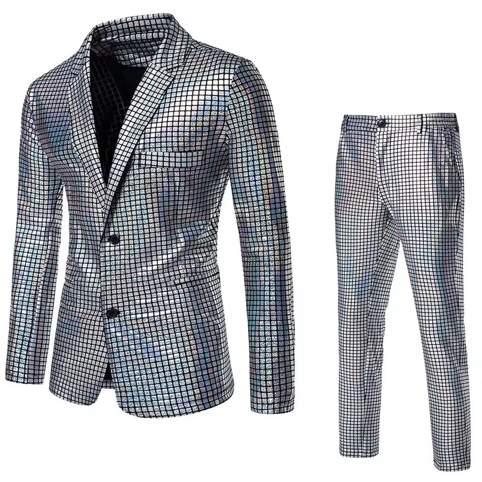 Heren Feest Pailletten Pak | Glanzende Blazer & Broek voor Feesten & Optredens - Rewet