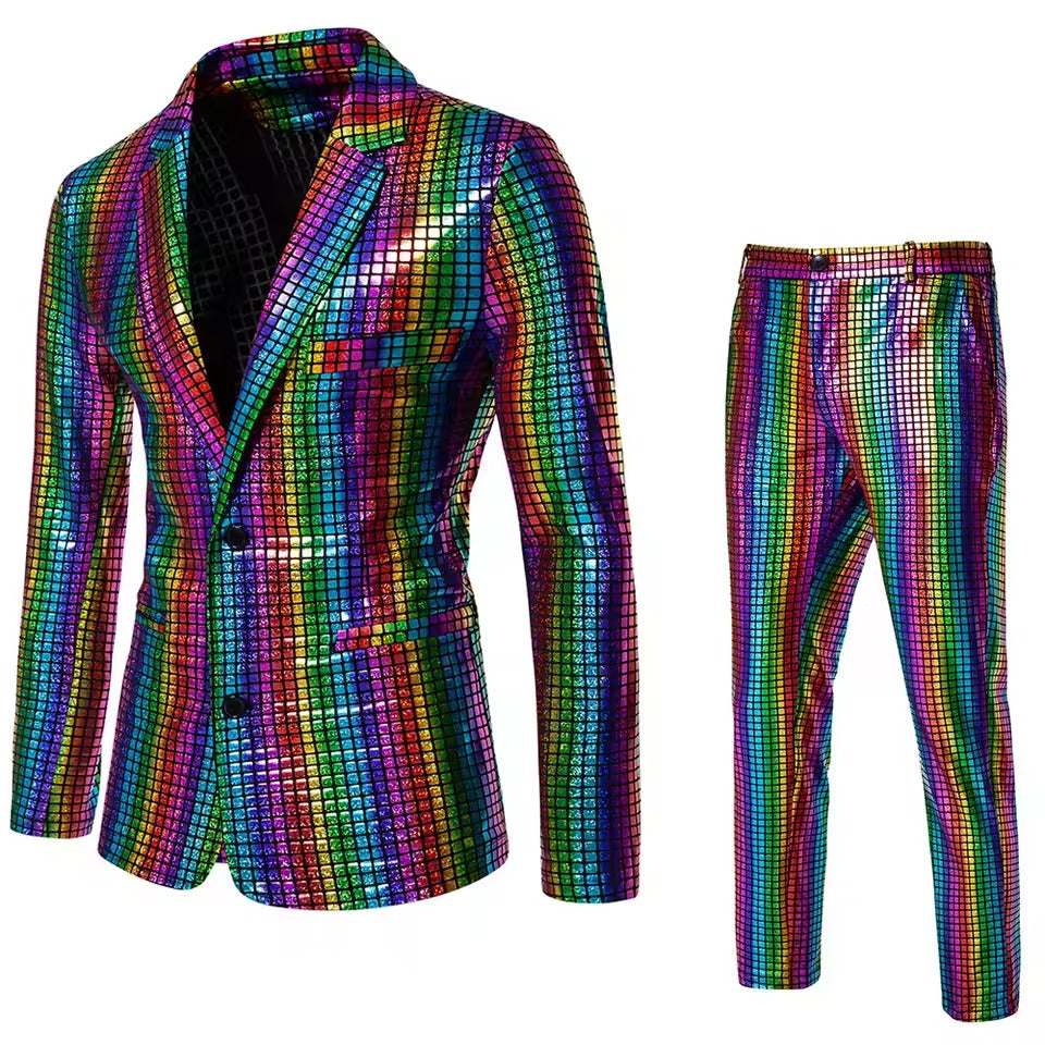 Heren Feest Pailletten Pak | Glanzende Blazer & Broek voor Feesten & Optredens - Rewet