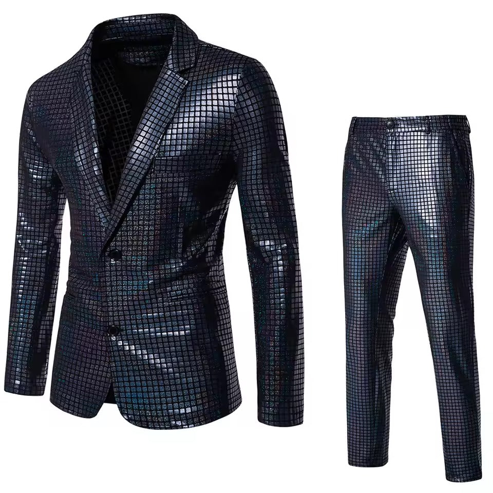 Heren Feest Pailletten Pak | Glanzende Blazer & Broek voor Feesten & Optredens - Rewet