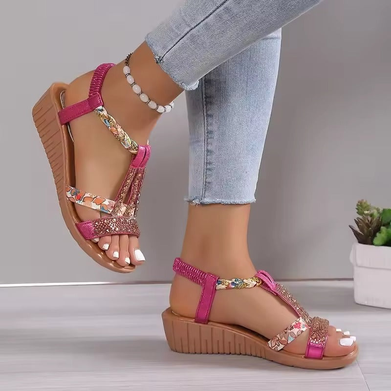 Boheems Rhinestone Platformsandalen voor Dames | Lente/Zomer Collectie 2025 - Lariana