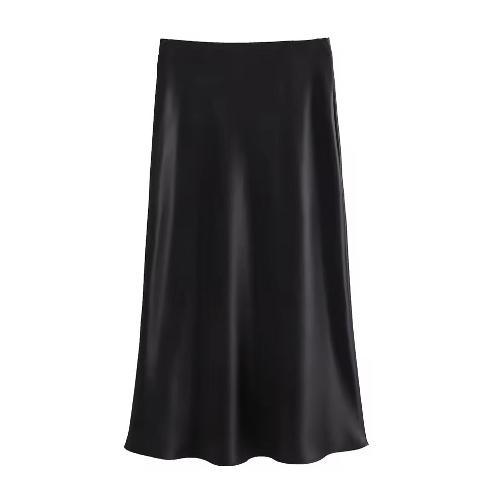 Elegante Satijnen Midi-Rok met Hoge Taille | Stijlvol & Vloeiend voor Feestjes & Speciale Gelegenheden - Thaissa