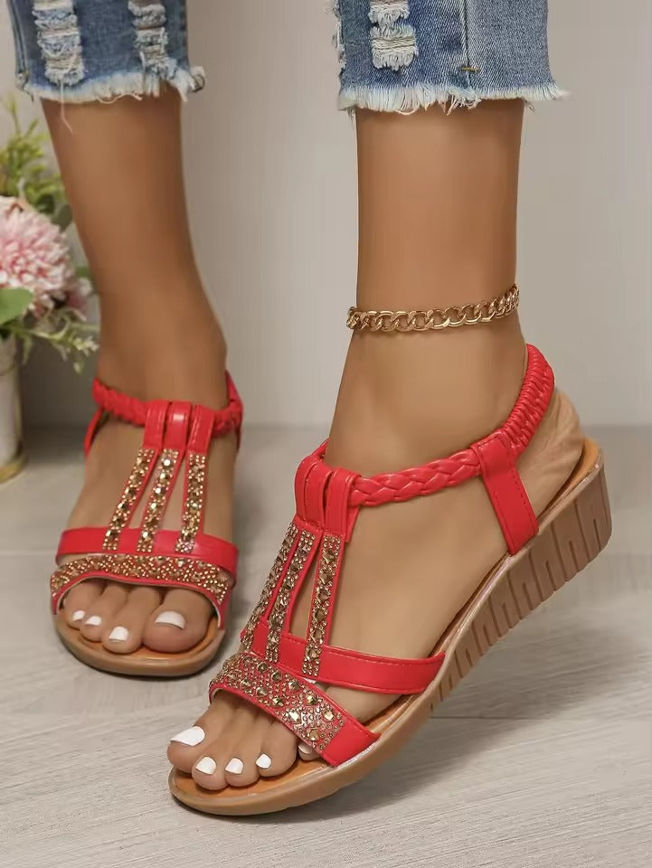 Boheems Rhinestone Platformsandalen voor Dames | Lente/Zomer Collectie 2025 - Lariana