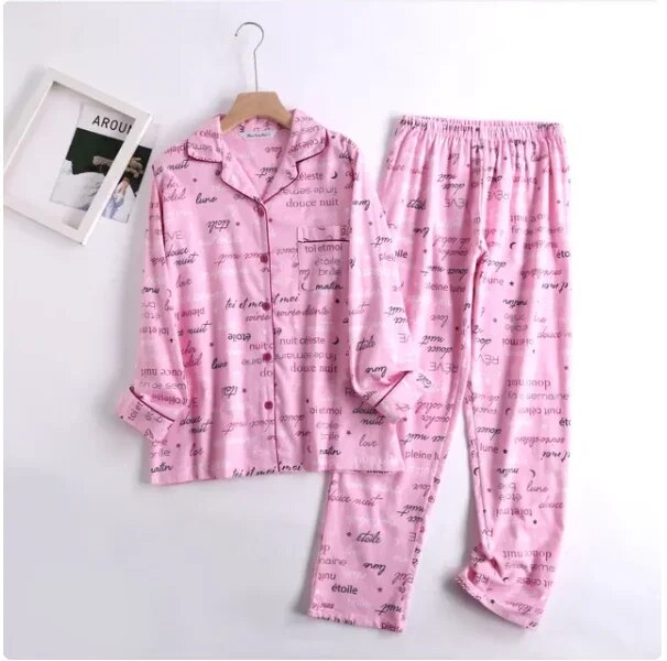 Tweedelige Katoenen Flanellen Pyjama Set | Comfortabele en Stijlvolle Nachtkleding - Morny