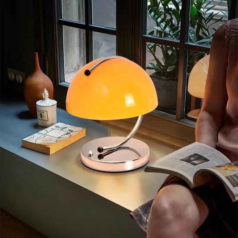 Deense Glazen Bureaulamp | Moderne Paddenstoelvorm voor Elegante Verlichting - DeskWarm