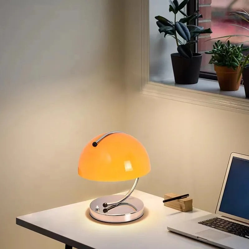 Deense Glazen Bureaulamp | Moderne Paddenstoelvorm voor Elegante Verlichting - DeskWarm