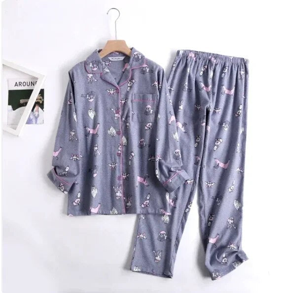 Tweedelige Katoenen Flanellen Pyjama Set | Comfortabele en Stijlvolle Nachtkleding - Morny