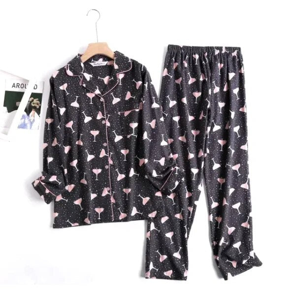 Tweedelige Katoenen Flanellen Pyjama Set | Comfortabele en Stijlvolle Nachtkleding - Morny