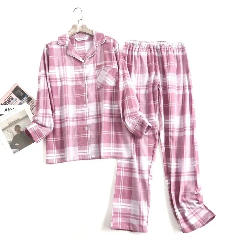 Tweedelige Katoenen Flanellen Pyjama Set | Comfortabele en Stijlvolle Nachtkleding - Morny