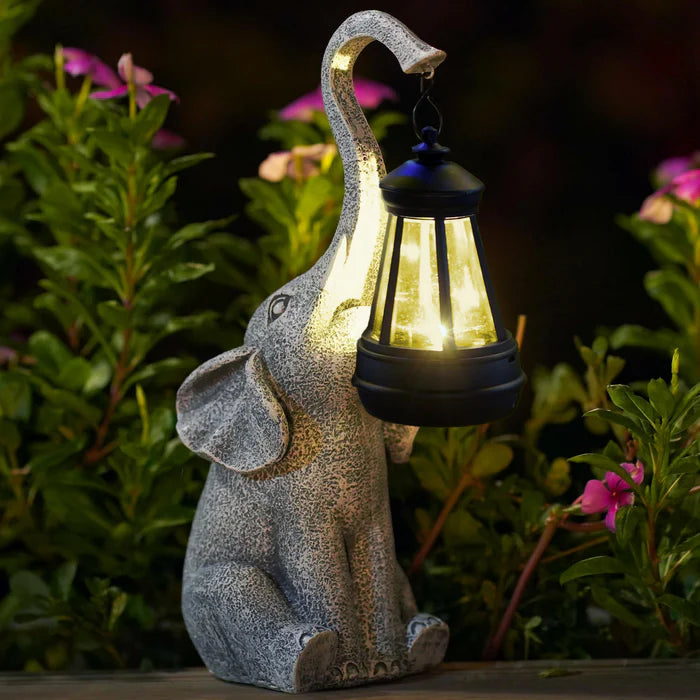 Tuinlamp met olifant op Zonnebatterij - Elle Lamp