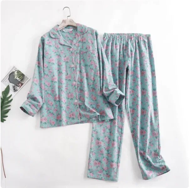 Tweedelige Katoenen Flanellen Pyjama Set | Comfortabele en Stijlvolle Nachtkleding - Morny