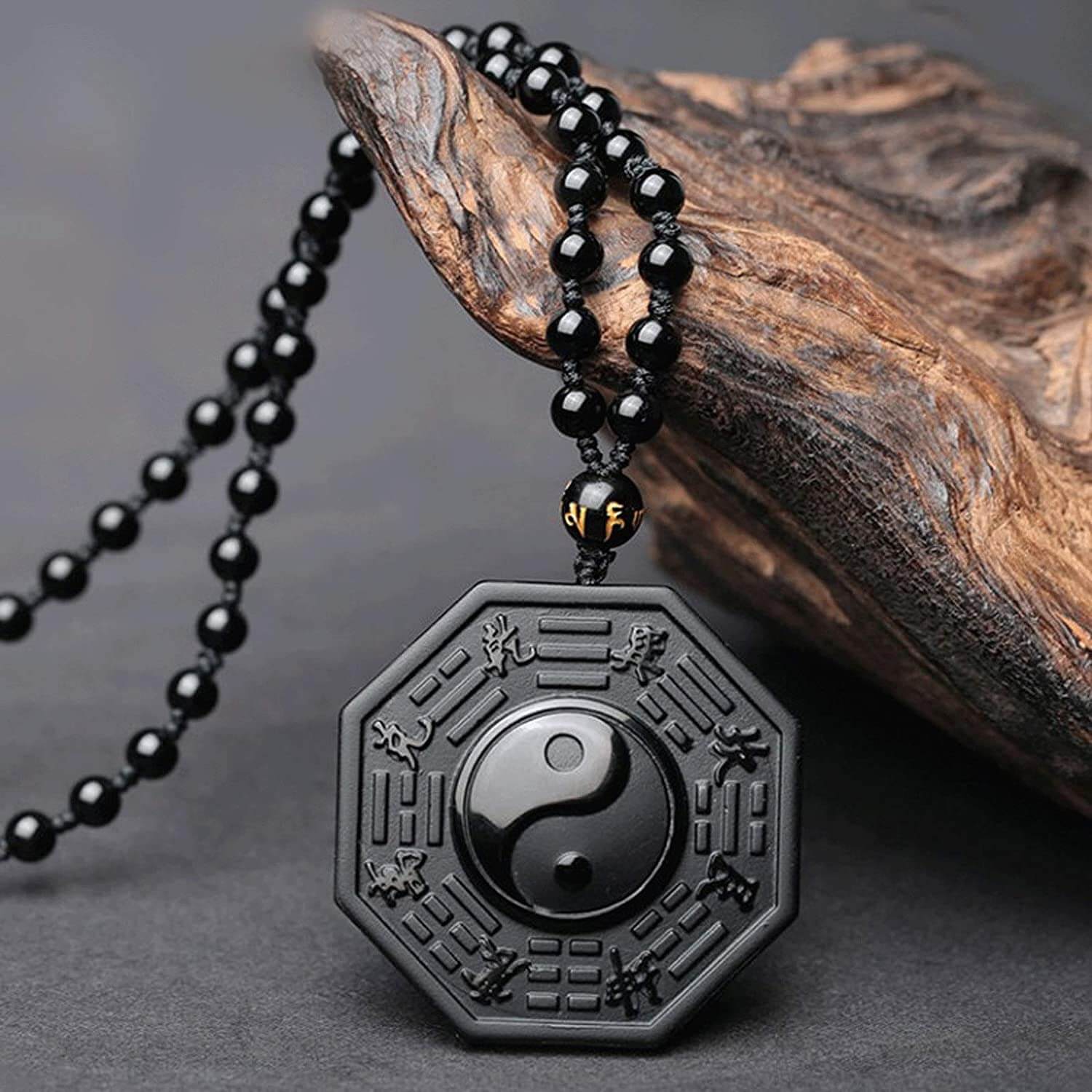 Obsidiaan Yin Yang Ketting - Yanyx